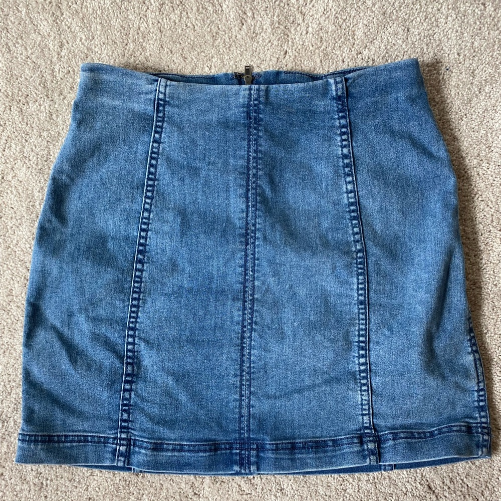 Free People Paneled Jean Skirt